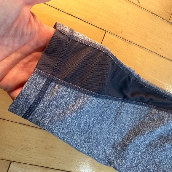 NORDSTROM Zella Grey/Blue Heathered Crop Leggings Tights with Mesh Panel -medium - Picture 6 of 6